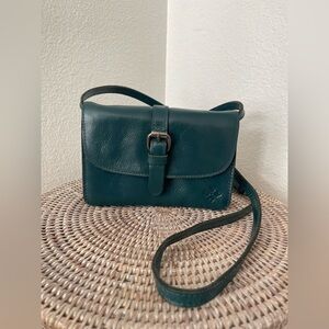 Patricia Nash Small Torri Leather Dark Teal Crossbody Purse